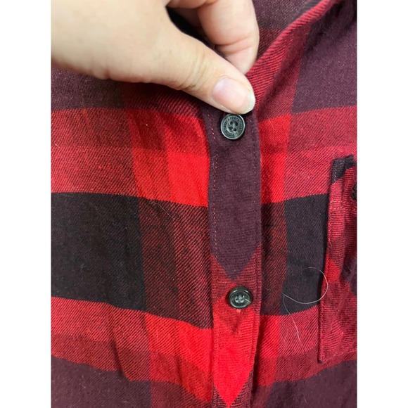 Abercrombie & Fitch Women's Buffalo Plaid Button Down Flannel Shirt- Size Large - Picture 6 of 8